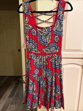 Maurices Red Paisley Sleeveless Sundress with Blue and Cream Accents